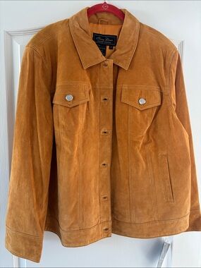 NWT VINTAGE Terry Lewis Classic Luxuries Suede Jacket - Orange SZ 2X